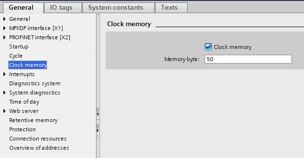 Configuring the PLC Clock Memory