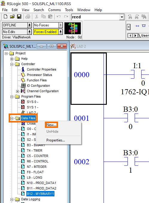 Data Structures in RSLogix 500- New File