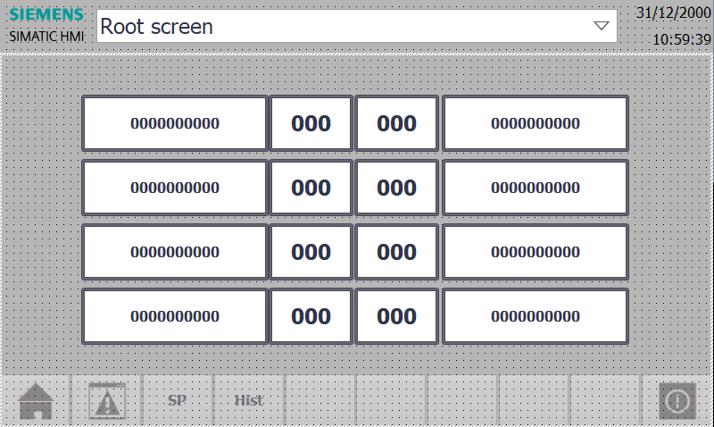 Layout of the History screen