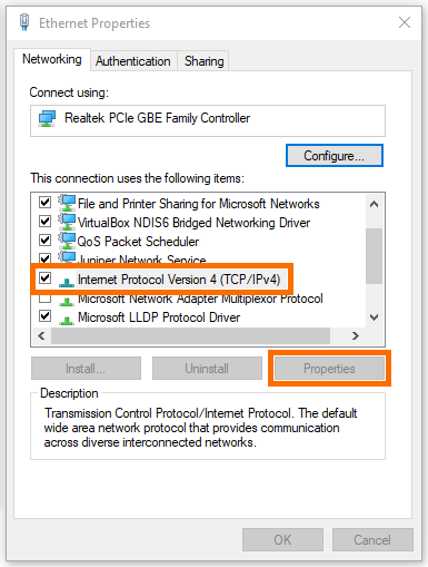 Network Adapter IPv4 Settings