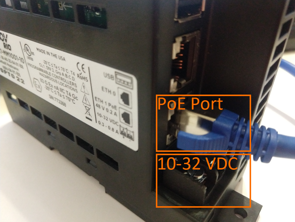 groov RIO - Power using PoE or 10-32 VDC