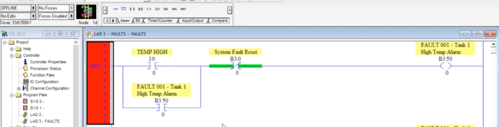 PLC Alarm Programming - Fault Capturing Example in Ladder Logic RSLogix 500 Allen Bradley