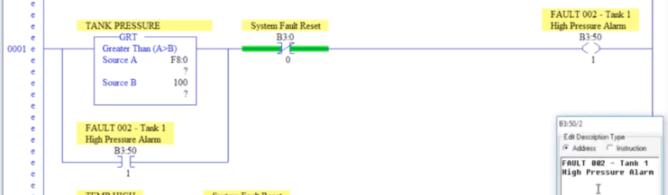 PLC Alarm Programming - Fault Capturing Example in Ladder Logic RSLogix 500 AB