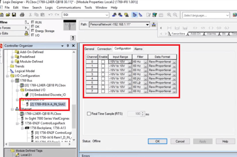 PLC Programming | CompactLogix 1769-IF8 Analog Input Module RSLogix 5000 Configuration tutorial Settings