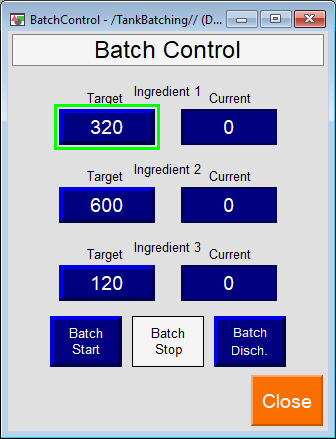 PLC Programming Project - HMI Main Screen Batching Contro