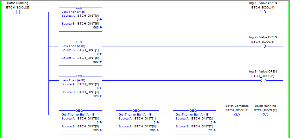 PLC Programming Project - Batch Fill Ladder Logic Rung