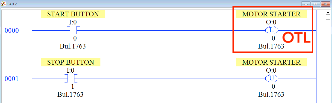 OTL Output Latch Instruction RSLogix 500