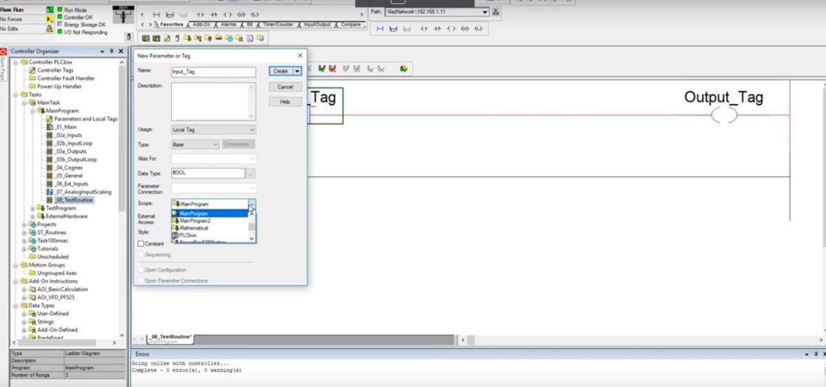 Figure 3 - RSLogix 5000 PLC Programming | Creating a New tag in Allen Bradley PLC using RSLogix 5000 / Studio 5000