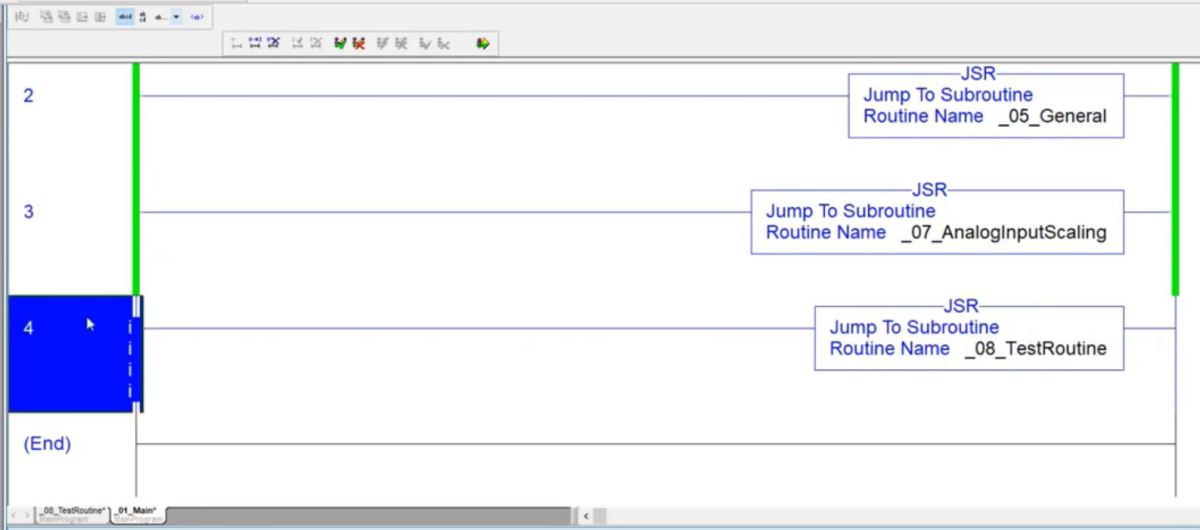 Figure 4 - RSLogix 5000 PLC Programming | Creating JSR Instructions in RSLogix 5000