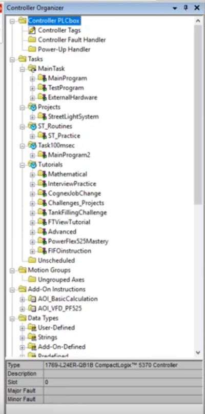 Figure 2 - RSLogix 5000 PLC Programming | Controller Organizer Program Structure