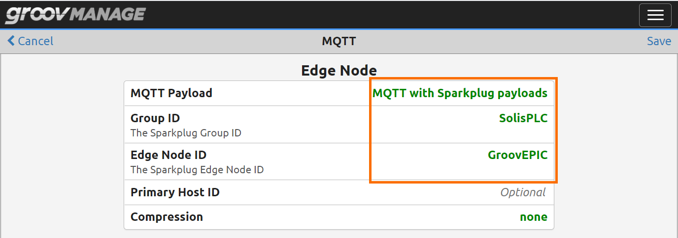 Opto 22 groov EPIC MQTT Configuration - Edge Node