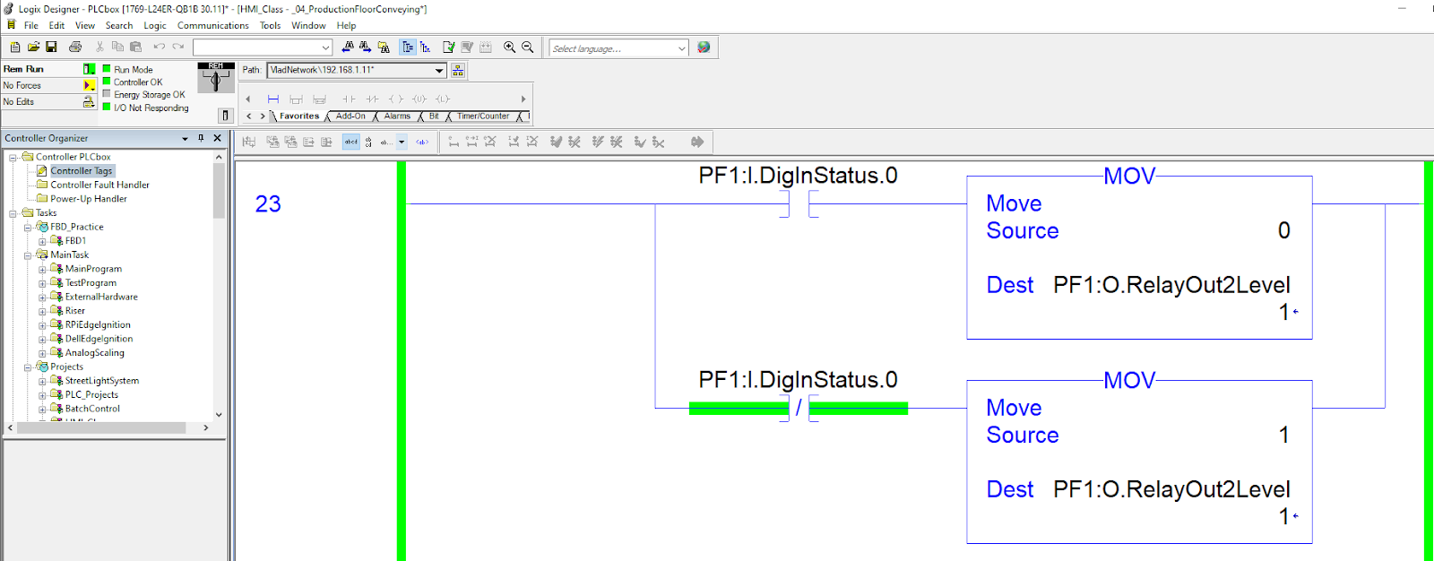 PowerFlex 525 - Studio 5000 PLC Programming Ladder Logic