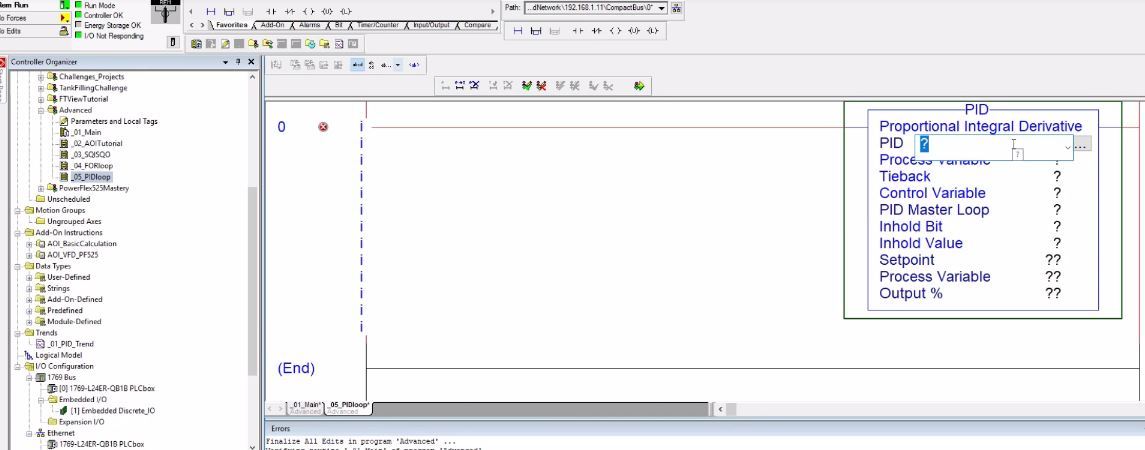 RSLogix PID Loop PLC Programming | Example of PID Control Instruction in Studio 5000