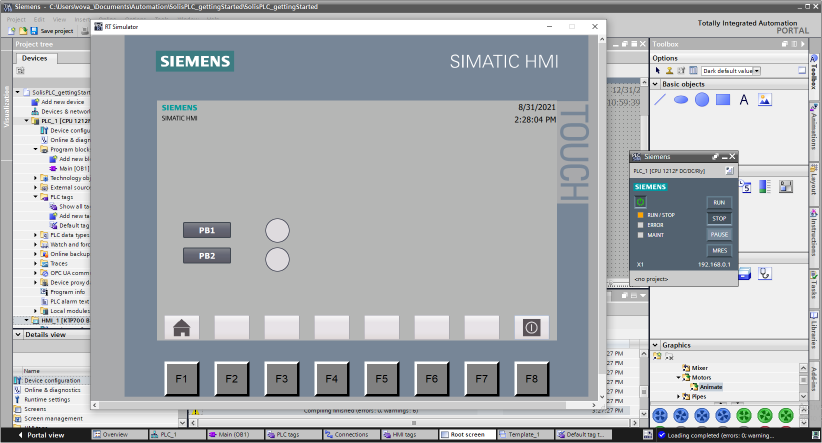 Siemens TIA Portal PLC Programming - HMI Simulation