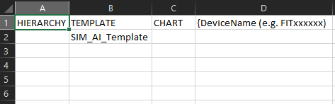 The blank exported Excel sheet with the Template name included