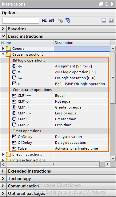 Figure 5 - Siemens PLC Programming | Cause and Effect Matrix Cause Instructions Configuration in TIA Portal