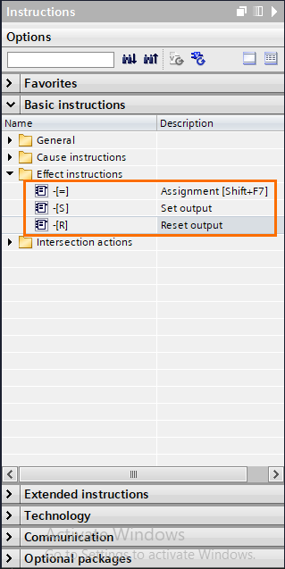 Figure 9 - Siemens PLC Programming | Effect Instructions