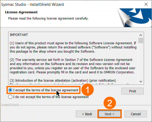 Figure 11 - Omron Sysmac Studio Download | License Agreement for Omron Software