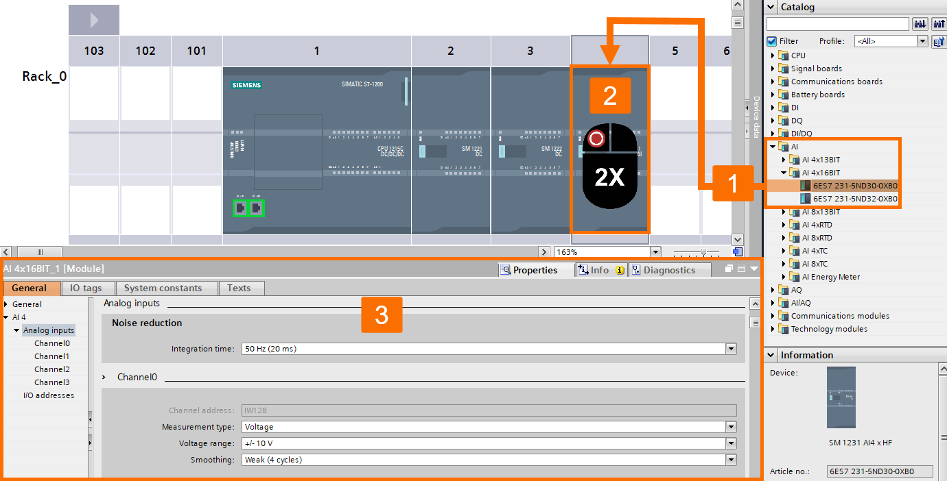 Figure 4.1 - Siemens S7-1200 PLC Programming | Adding a standard analog input module to the PLC hardware