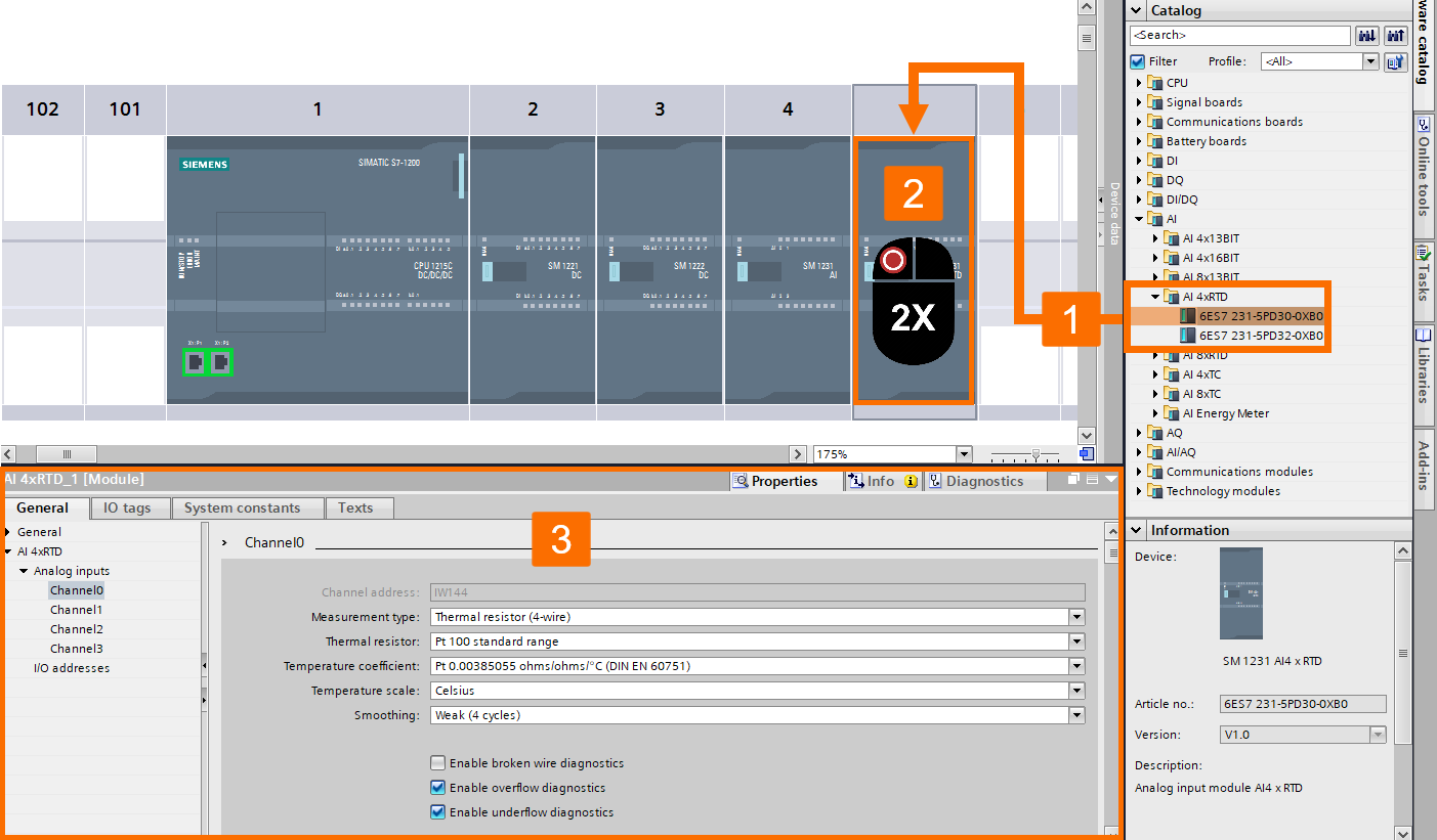 Figure 5.1 - Siemens S7-1200 PLC Programming | Adding an RTD analog input module to the PLC hardware