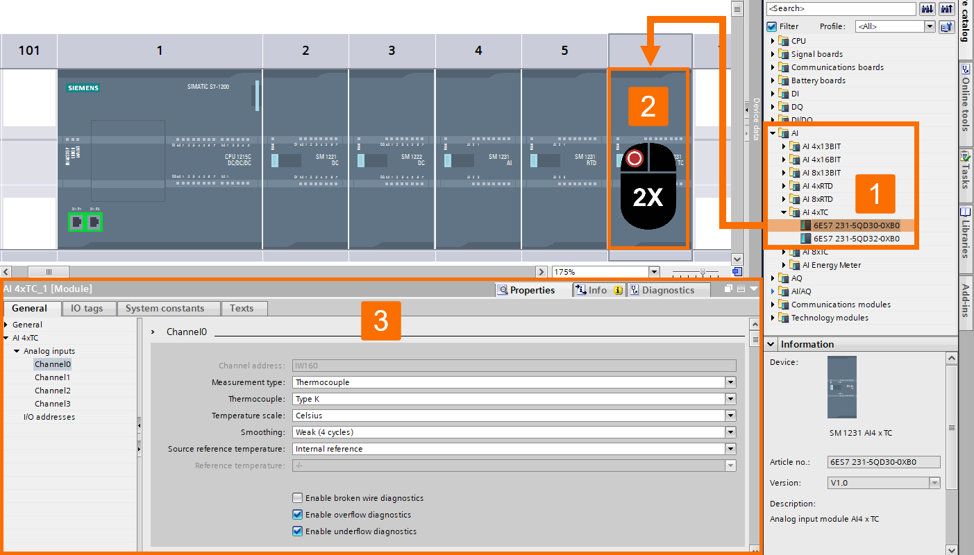 Figure 6.1 - Siemens S7-1200 PLC Programming | Adding a thermocouple analog input module to the PLC hardware