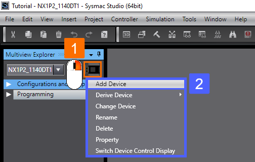 Figure 2.1 - Omron PLC Programming | How to add a new device to a project - First method