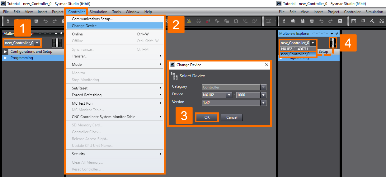 Figure 3.2 - Omron PLC Programming | How to change the current device - Second method