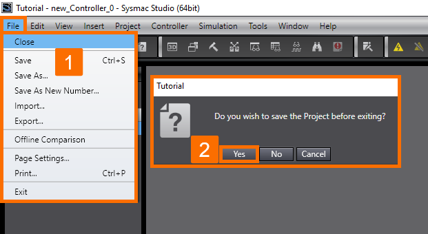 Figure 4.1 - Omron PLC Programming | How to return to the Start page from a project