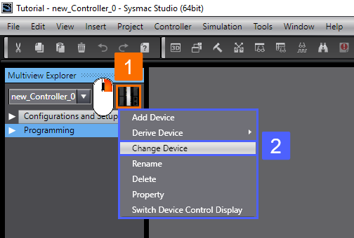 Figure 3.1 - Omron PLC Programming | How to change the current device - First method