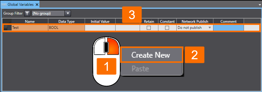 Figure 1.3 - Omron PLC Training | How to create a new global variable