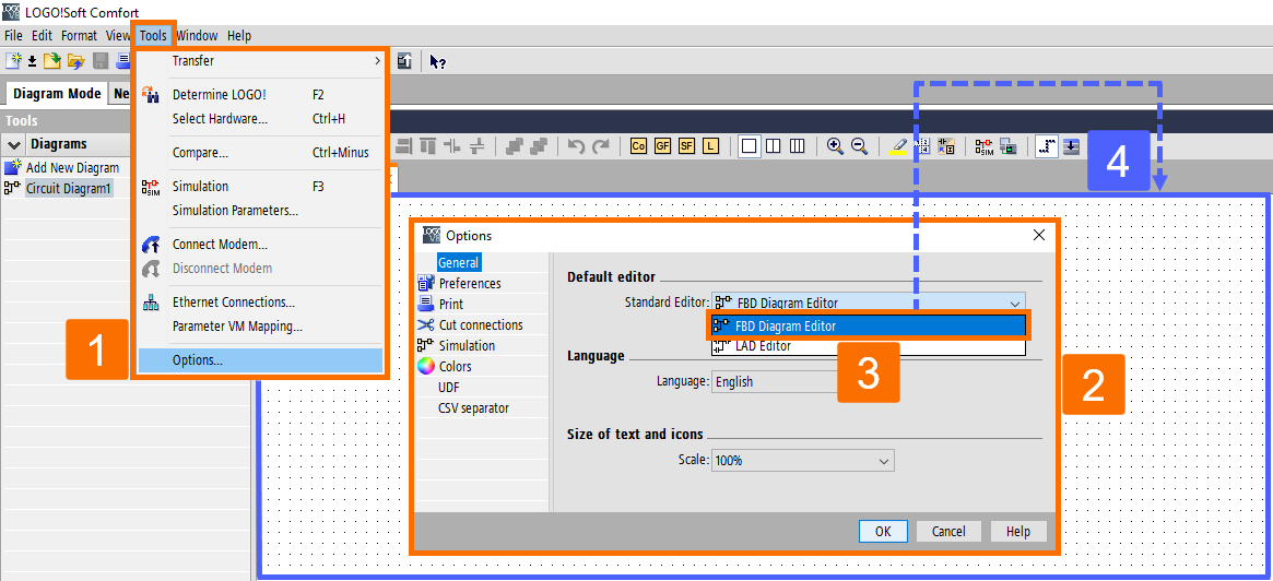 Figure 1.3 - Siemens LOGO PLC Training | How to determine the default programming editor