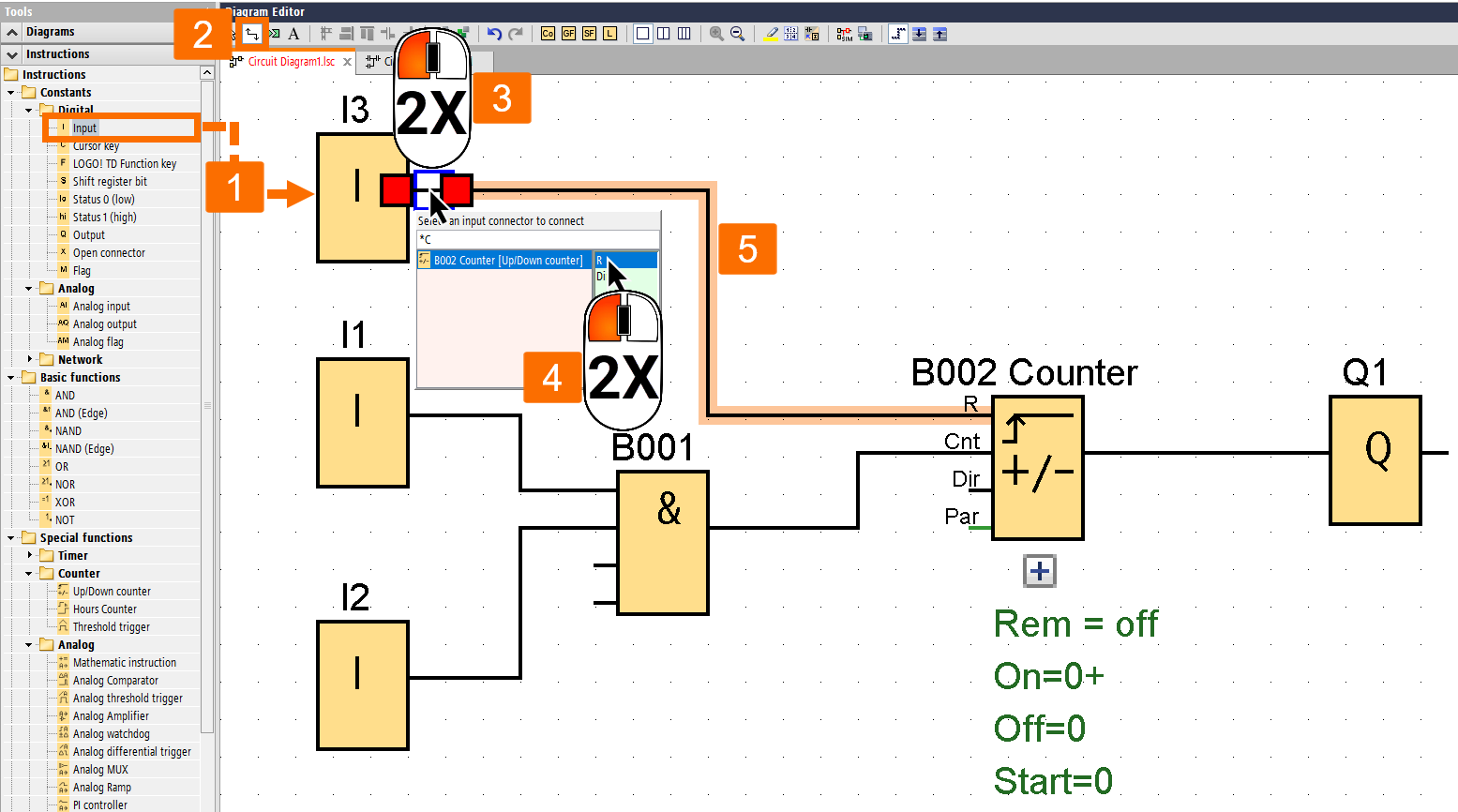 Figure 6.5 - Siemens LOGO PLC Training | How to establish a connection between two blocks using I/O terminals