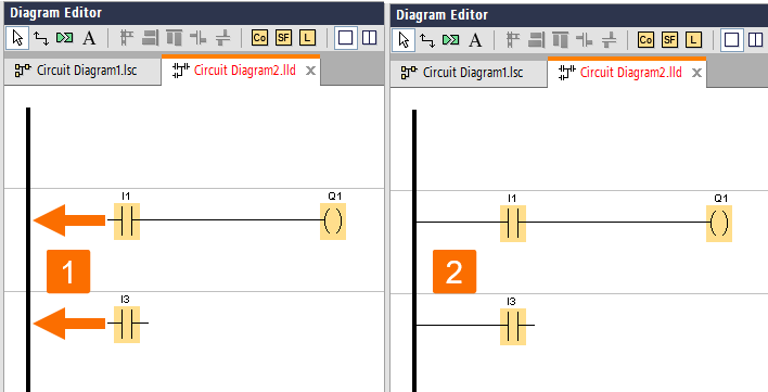 Figure 6.4 - Siemens LOGO PLC Training | How to establish the connection between I/O elements and the left-hand bus of the LAD editor