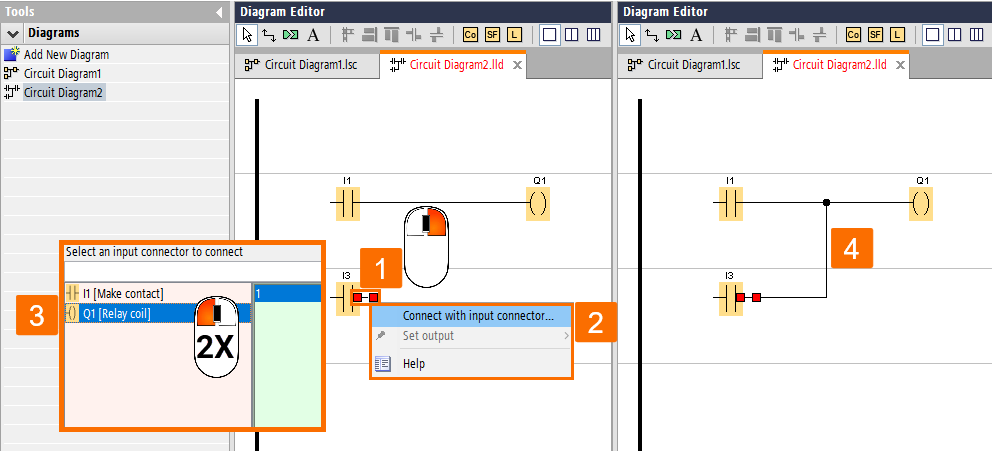 Figure 6.3 - Siemens LOGO PLC Training | How to accomplish a connection between two elements using the shortcut menu