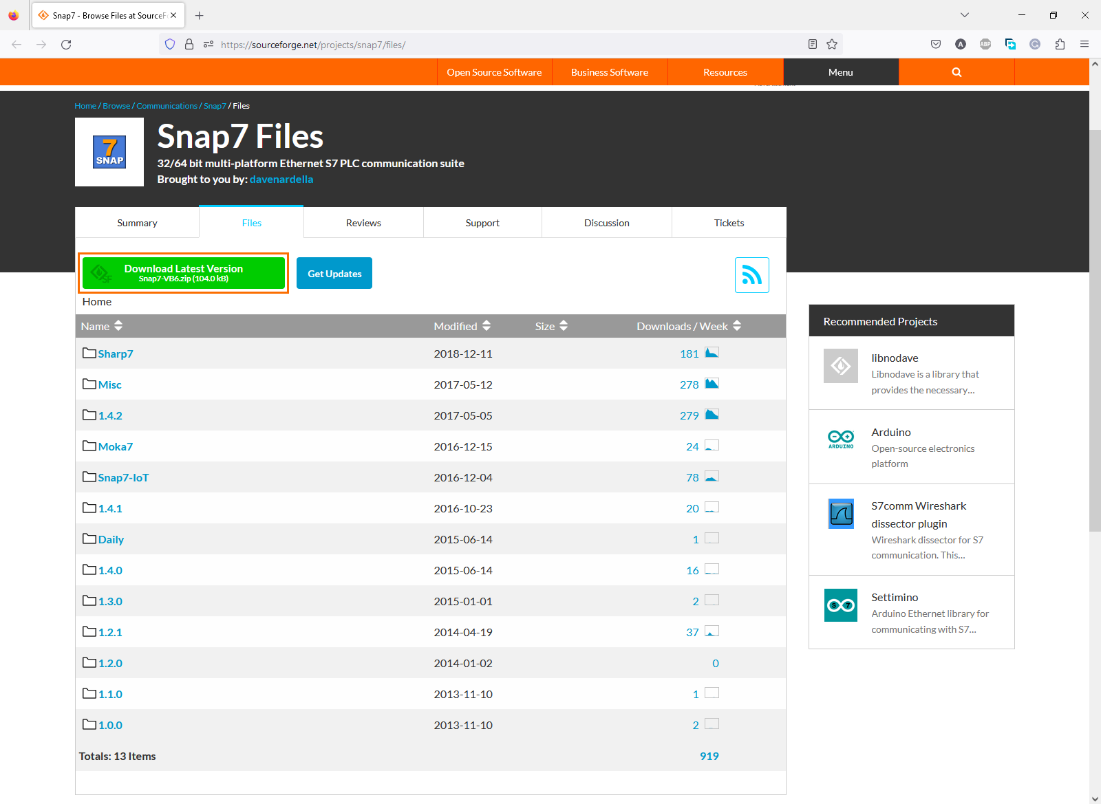 Figure 1.2 - Siemens Snap7 | Snap7 download page