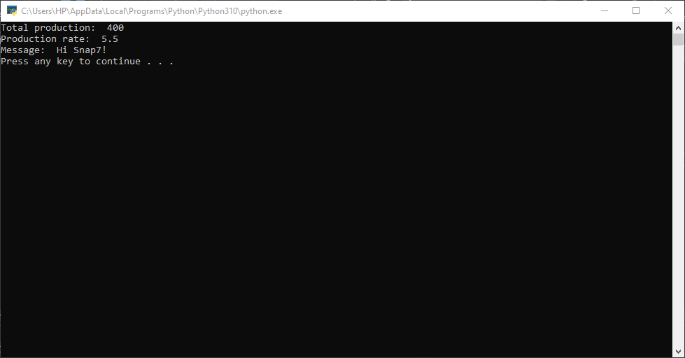 Figure 2.11 - Siemens Snap7 | Reading/Writing code result