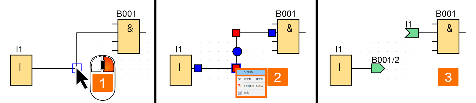 Figure 1.4 - Siemens LOGO! PLC Training | Cutting desired connection line via the shortcut menu