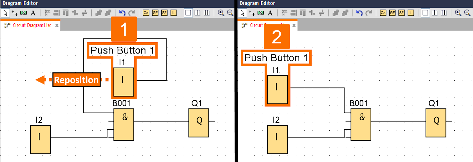 Figure 2.6 - Siemens LOGO! PLC Training | Repositioning of an associated label while its block is moved