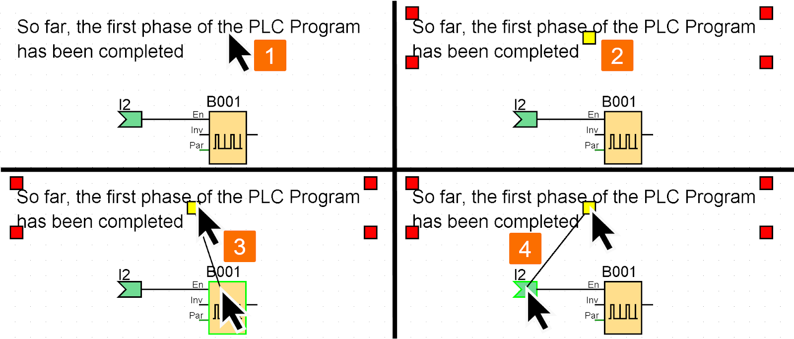 Figure 3.1 - Siemens LOGO! PLC Training | Linking a comment to a function block and a cut connector