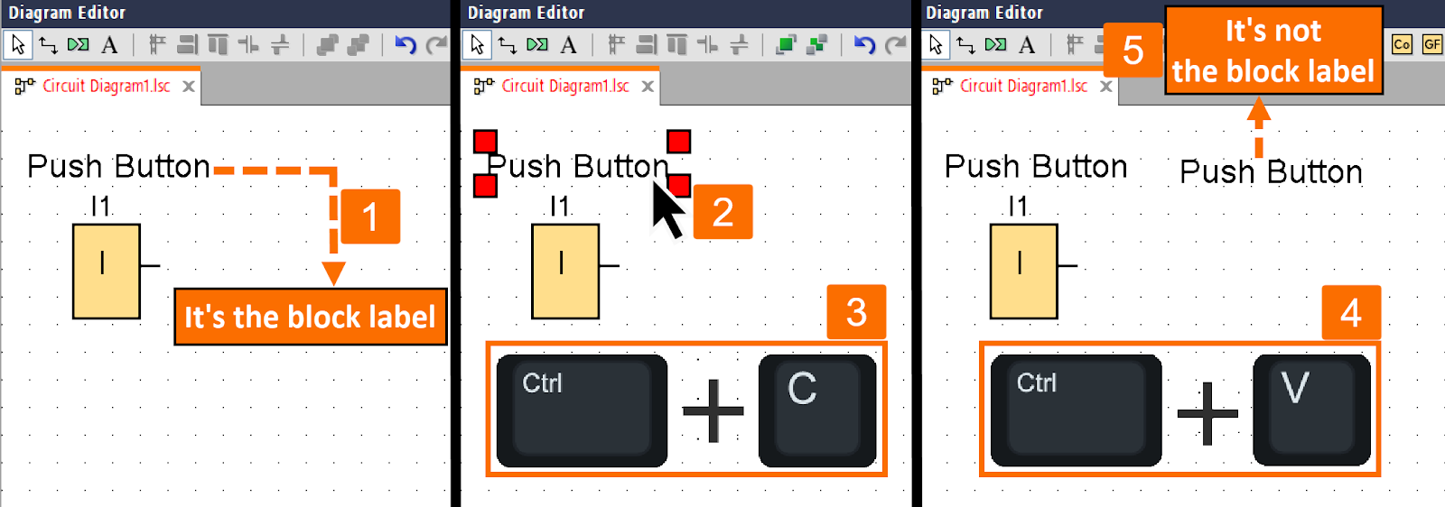 Figure 2.9 - Siemens LOGO! PLC Training | Pasting an associated label from the clipboard results in becoming a block-free label