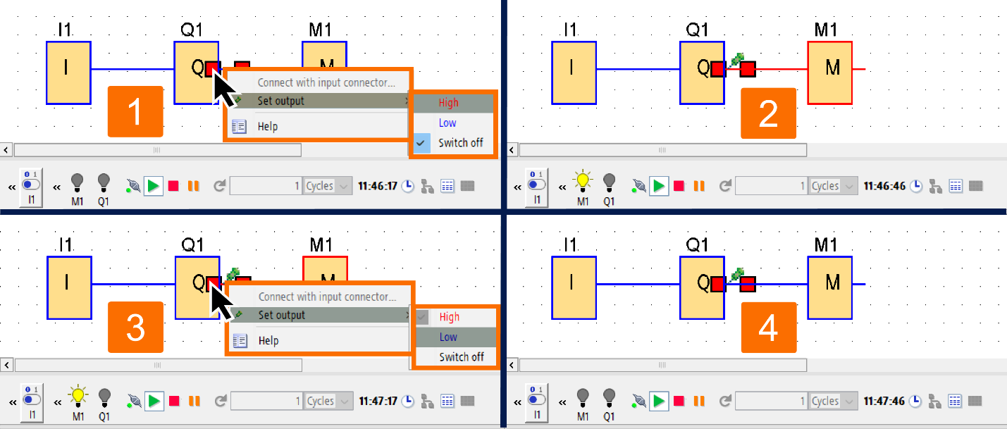 Figure 4.1 - Siemens LOGO! PLC Simulation | Setting block output regardless of the current situation of the output block