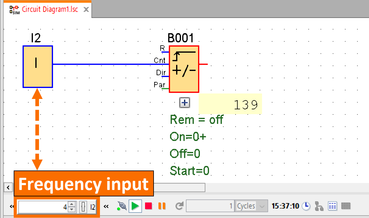 Figure 2.3 - Siemens LOGO! PLC Simulation | Inputting an accurate value for a frequency input