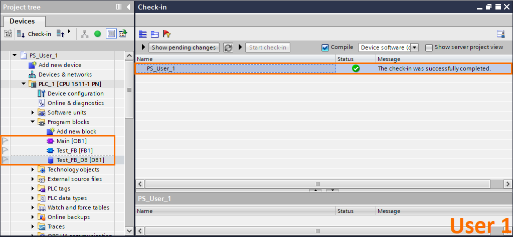 Figure 1.7 - Advanced Siemens TIA Portal PLC Programming | The blocks have been pushed to the server successfully