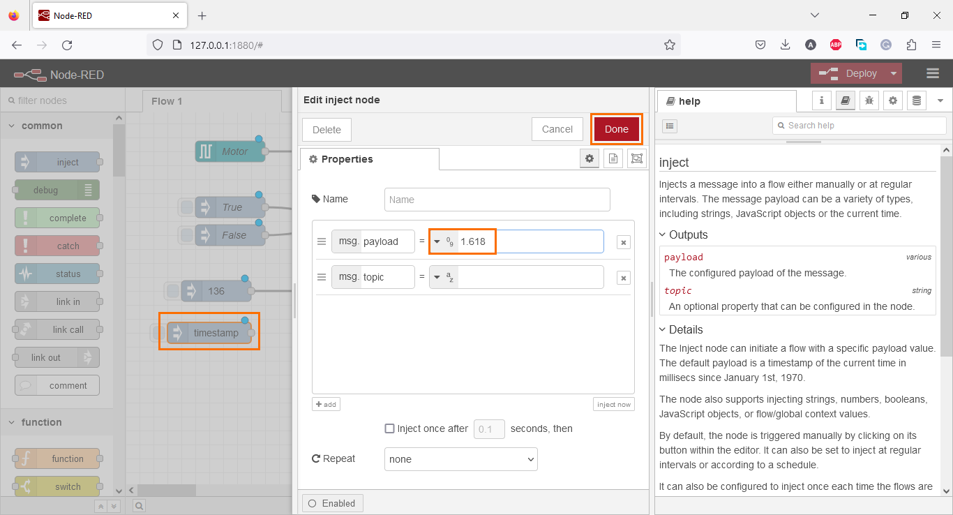 Figure 3.18 - Using Node-Red with Siemens TIA Portal PLC Programming | Configuring the node for the real node