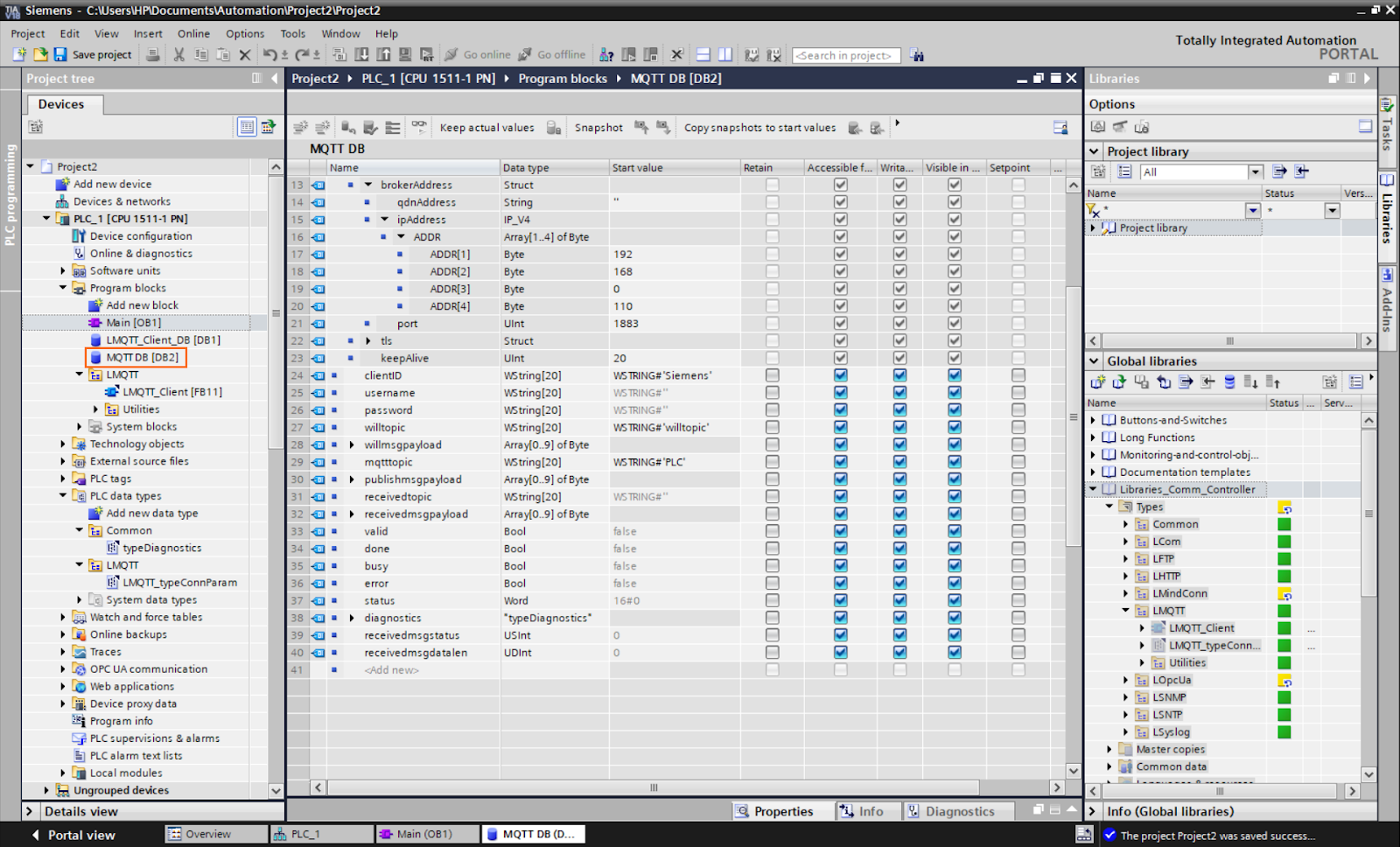 Figure 2.8 - PLC Data over MQTT Broker Mosquitto Node-Red | MQTT DB elements part 2