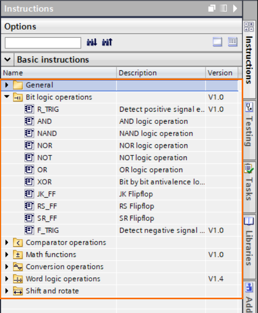 Figure 1.3: Control Flow Chart PLC programming in TIA Portal | CFC instructions