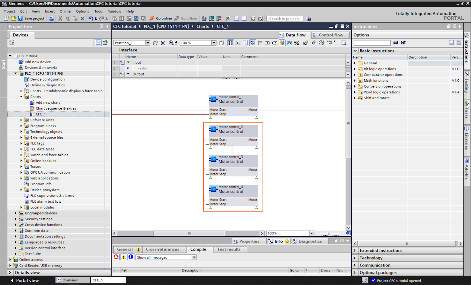 Figure 1.20: Control Flow Chart PLC programming in TIA Portal | Pasting three other blocks