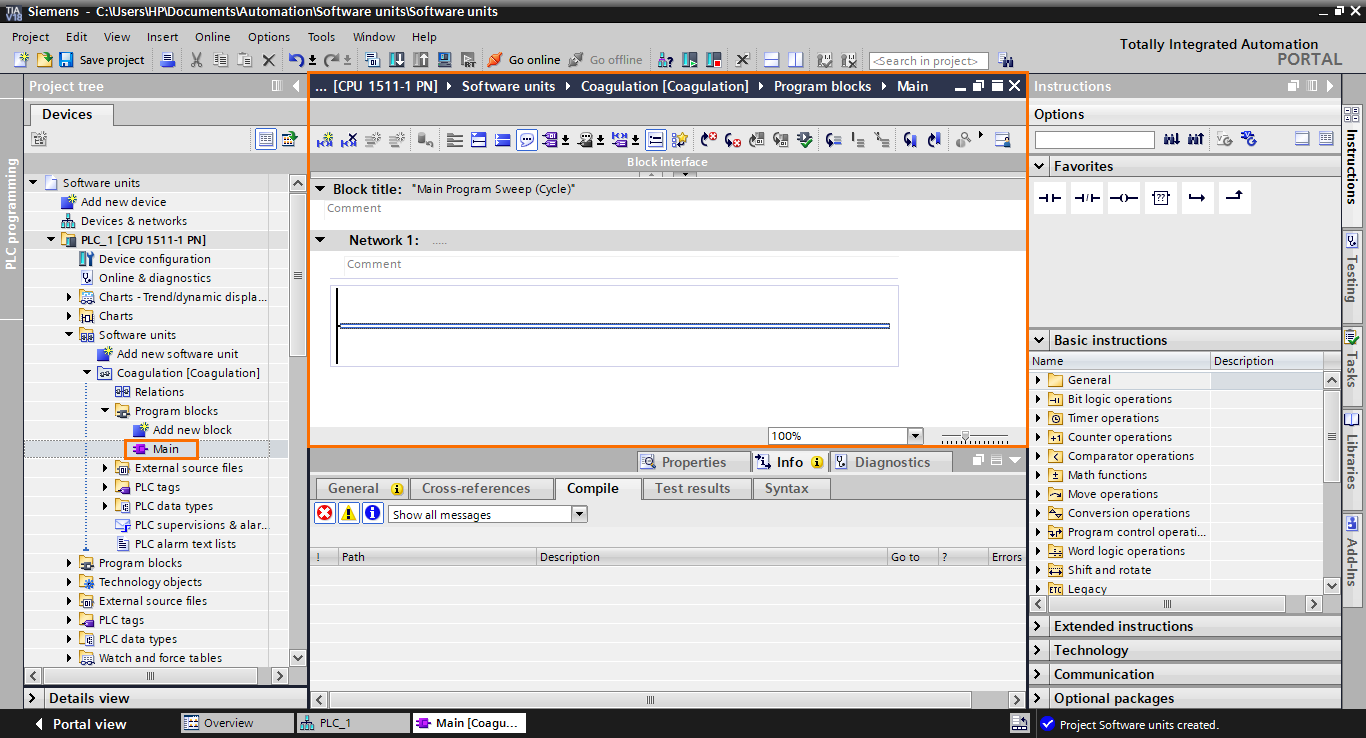 Figure 1.11 - Siemens TIA Portal Software Units | Main program interface