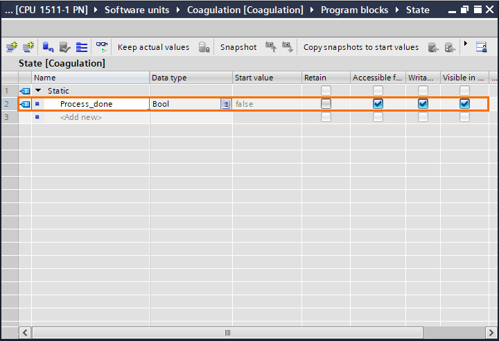 Figure 1.19 - Siemens TIA Portal Software Units | Creating a boolean element