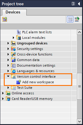 Figure 1.8 - Git / Version Control for PLCs | Accessing the version Control Interface